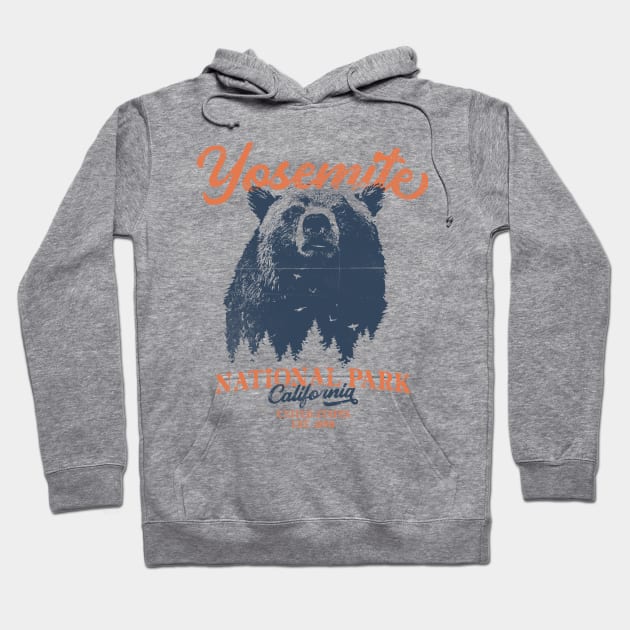 Vintage Yosemite Grizzly Bear California National Park Hoodie by Fitastic